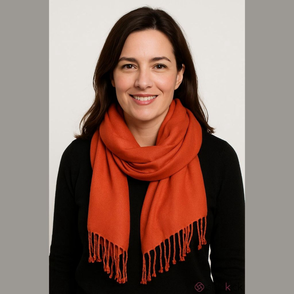 Orange Pashmina Silk Scarf Women